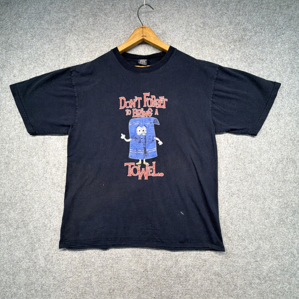 Vintage South Park Towelie Tee Size XL Black Y2K Distressed
